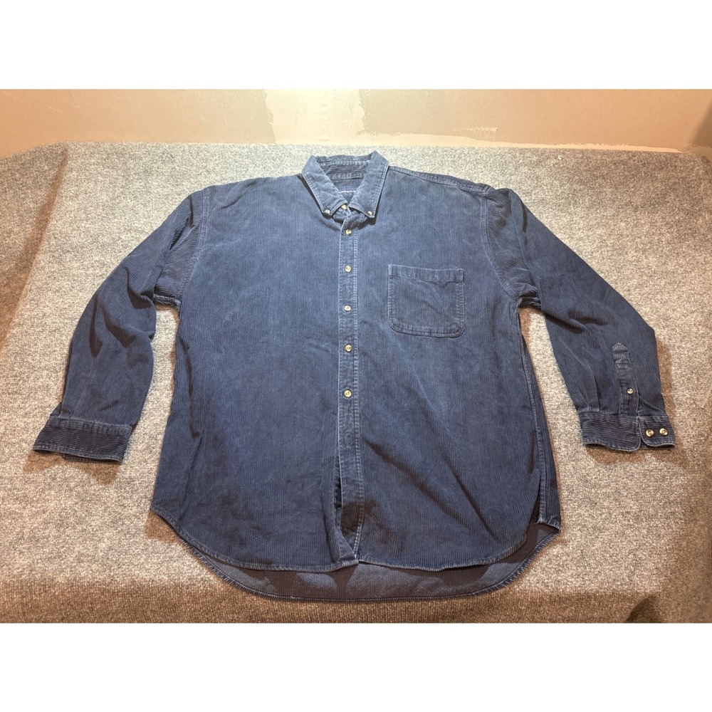 Vintage American Blue Corduroy Shirt XXL Workwear Chore Jacket 100% Cotton